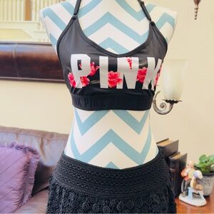 PINK SPORT “Victoria's Secret” Black Floral Sports Bra